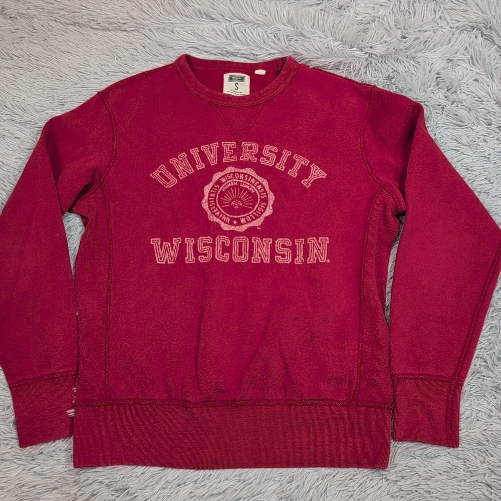 Wisconsin Badgers Sweatshirt Mens S  Red University Sports Comfy Casual Tailgate